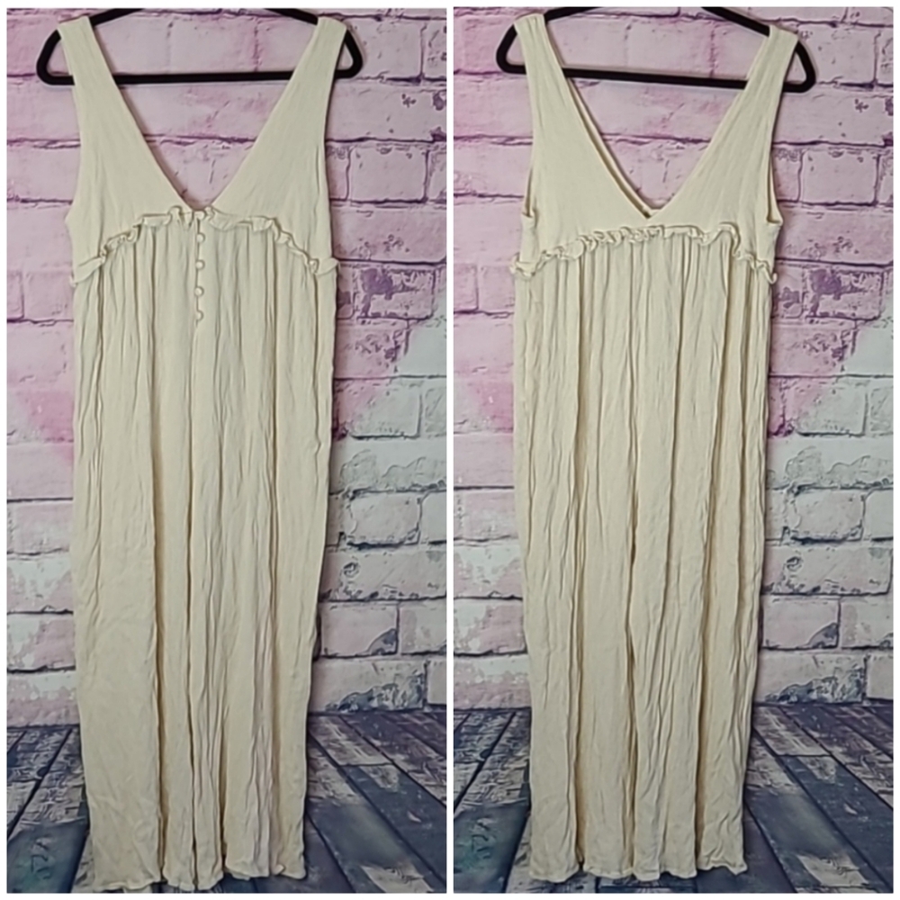 ASOS CREPE CRINKLE PLEATED STYLE BUTTON FRONT RUFFLE WIDE LEG TANK JUMPSUIT 6